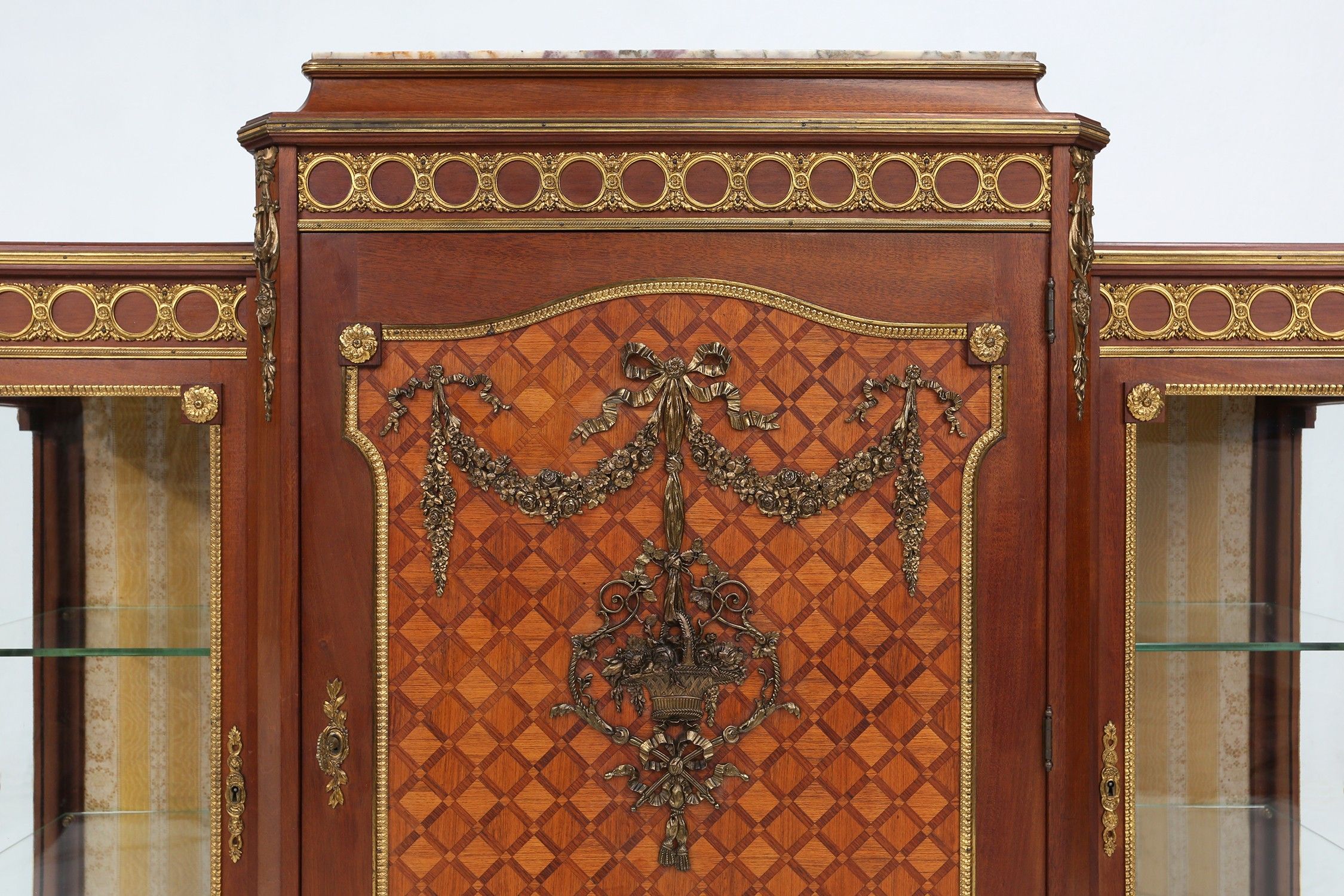 Rare Louis XVI display cabinet in marquetry with light, France ca. 1850thumbnail